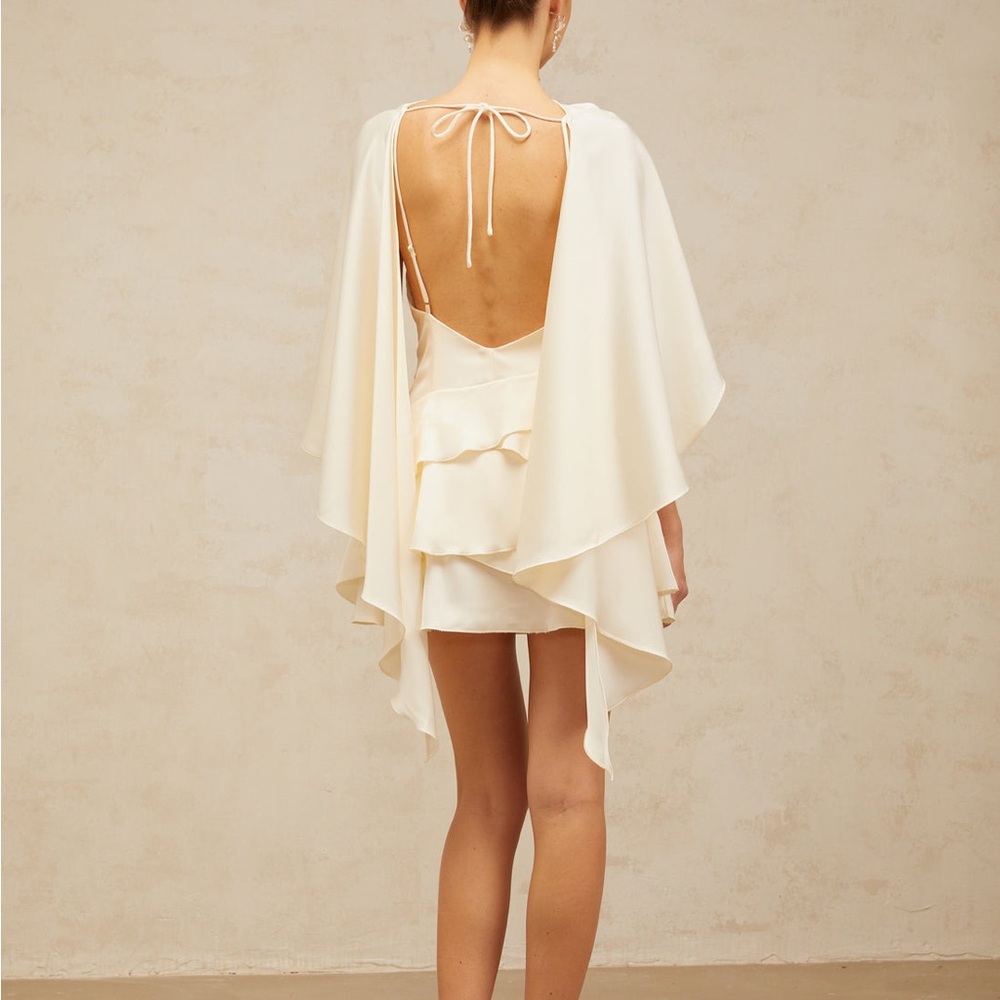 Miss Rosier Lyna Satin Dress with Capelet - Picture 2 of 8